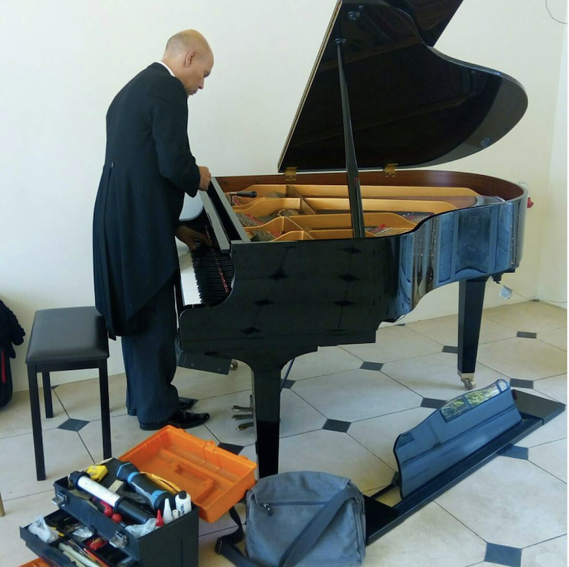 Tuning a grand piano